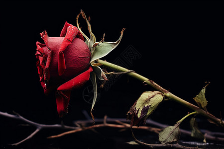 一朵凋谢花凋谢的玫瑰背景