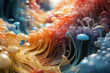 可爱彩色蘑菇塑料世界里的想象力设计图片