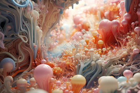 可爱彩色蘑菇色彩绚丽的世界设计图片