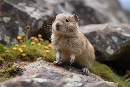 小地鼠和小松鼠石头上的小老鼠背景