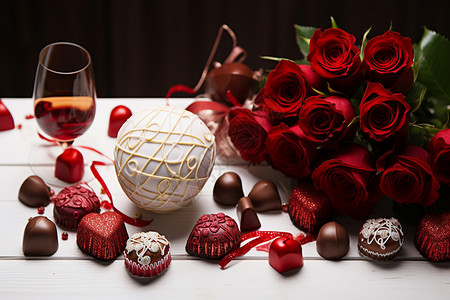 情人节玫瑰花巧克力背景图片