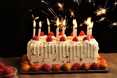 庆祝生日的奶油蛋糕图片
