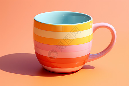 彩色条纹陶瓷杯图片