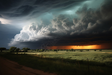 暴风雨临近的田地高清图片
