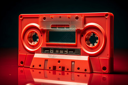 录音机磁带红色复古磁带录音机背景