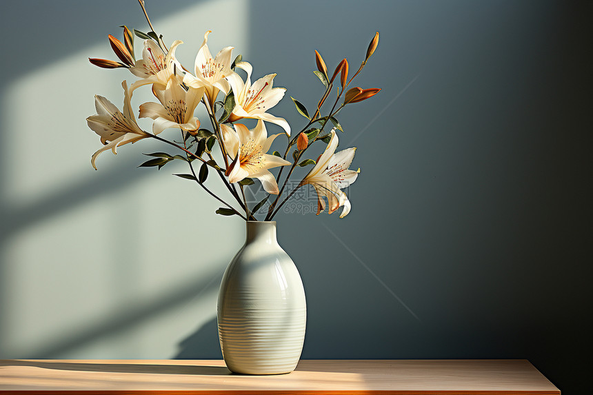 花瓶与孤花图片