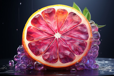 水中血橙水果切开后的插图插画