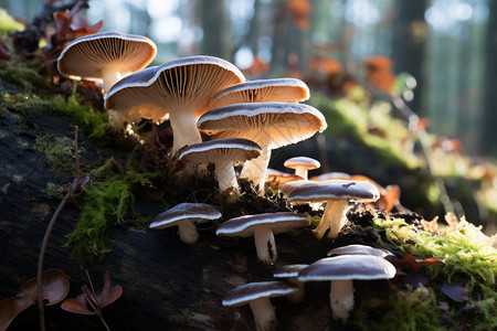 树桩上的蘑菇背景图片