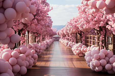粉色漂浮气球梦幻之境粉色气球插画