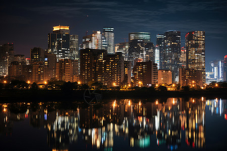 东京现代都市夜景图片