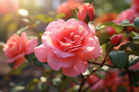 夏日的粉色玫瑰图片