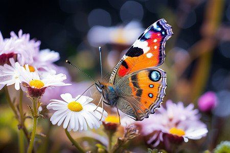 花田里一只蝴蝶背景图片