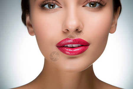 女子完美肌肤与红唇嘴唇高清图片素材