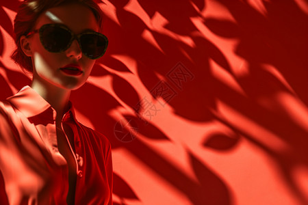 品牌形象店红墙影下的女子背景