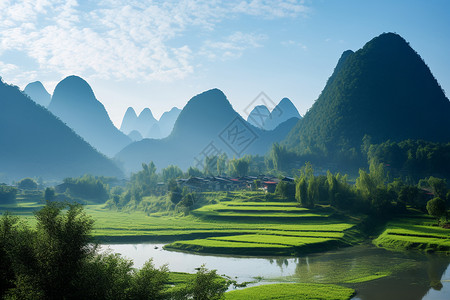 绿水青山绝美自然背景图片