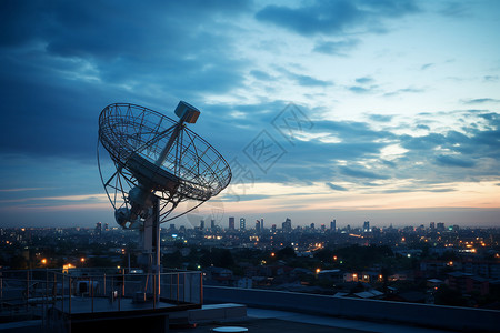 无线通信网络卫星天线城市背景