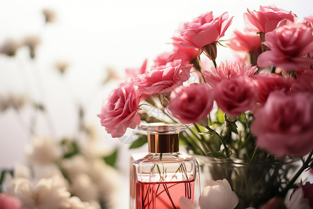玫瑰花香的香水背景