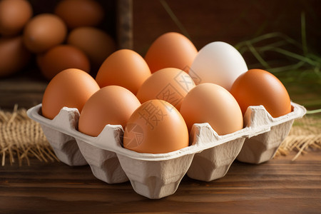 全盒农场中健康的鸡蛋背景