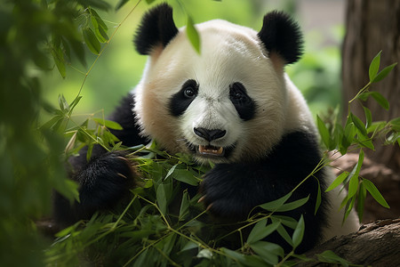 毛茸茸的呆萌大熊猫图片