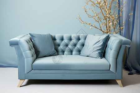客厅中奢华的蓝色沙发图片
