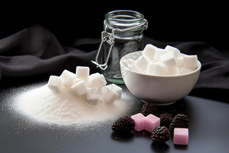 桌面上的糖霜方糖图片