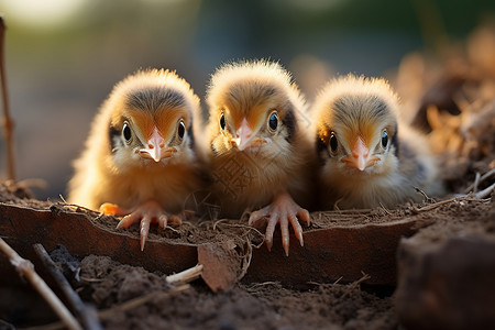 幼鸡可爱的三只小鸡背景