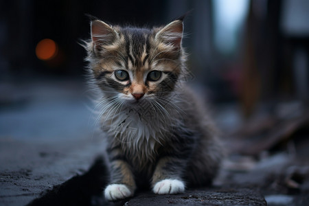 猫道户外道路上的宠物猫咪背景