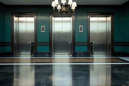 现代商务大楼中的电梯口图片素材