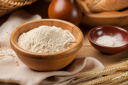 米色面包服自然健康的小麦粉背景