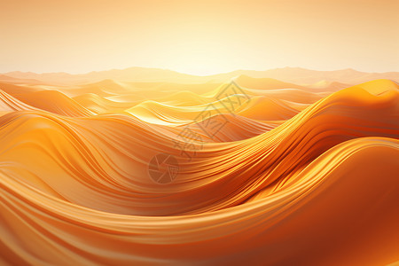 橘色背景流动的黄色海洋插画