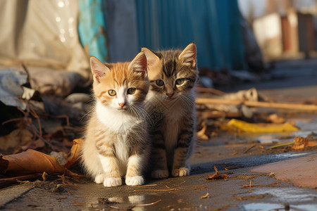 两只可爱的流浪猫高清图片