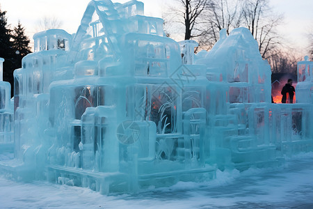 冰块雕刻的房子背景图片