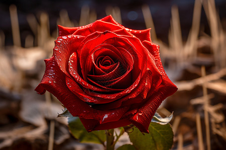 红玫瑰上的水珠背景图片