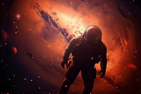 红色星球中的宇航员背景图片