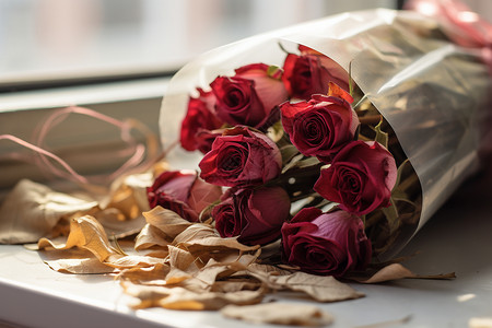 仪式感的玫瑰花束背景图片