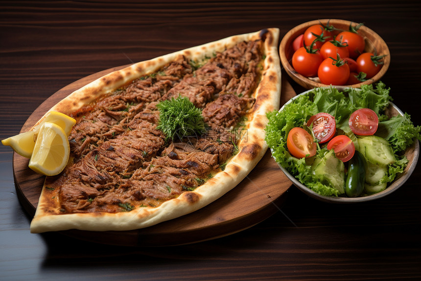 美味传统的土耳其皮塔图片