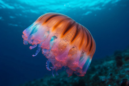海洋中半透明的水母生物图片