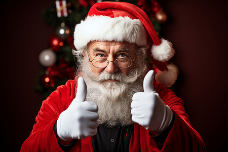 竖起大拇指的圣诞老人高清图片