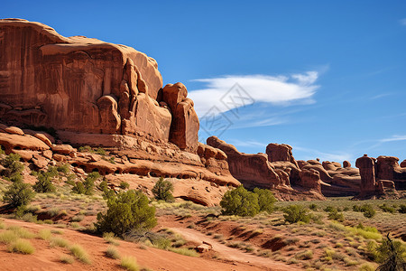 沙漠中的巨大岩石背景图片