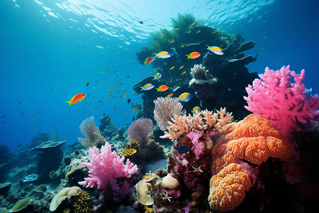 海底的自然鱼群背景图片