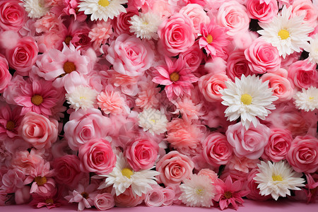 美丽的粉色花墙图片