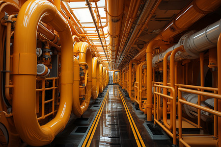 工厂中复杂的输送管道背景图片