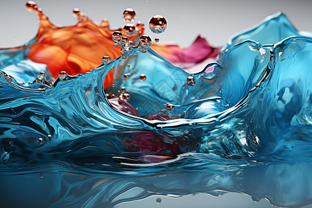 彩色波纹光效水上的彩色波浪背景