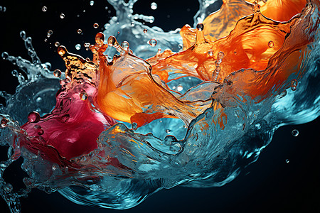 水中溅起的彩色液体背景图片
