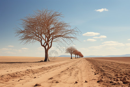 干旱沙漠中的树木图片