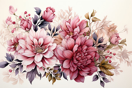 淡粉色的花束绘画背景图片