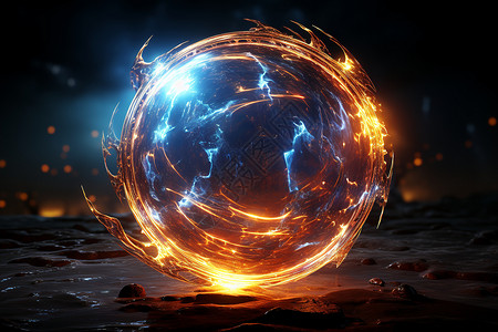 球体发着神秘的火焰爆炸高清图片素材