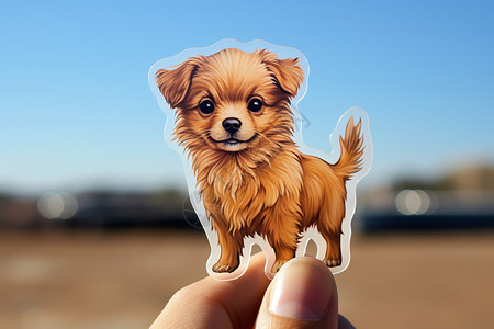 可爱的棕色小狗贴纸图片