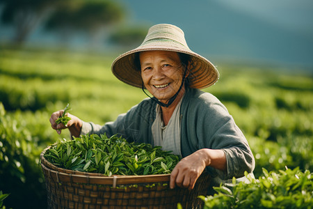 茶园采茶的农民图片