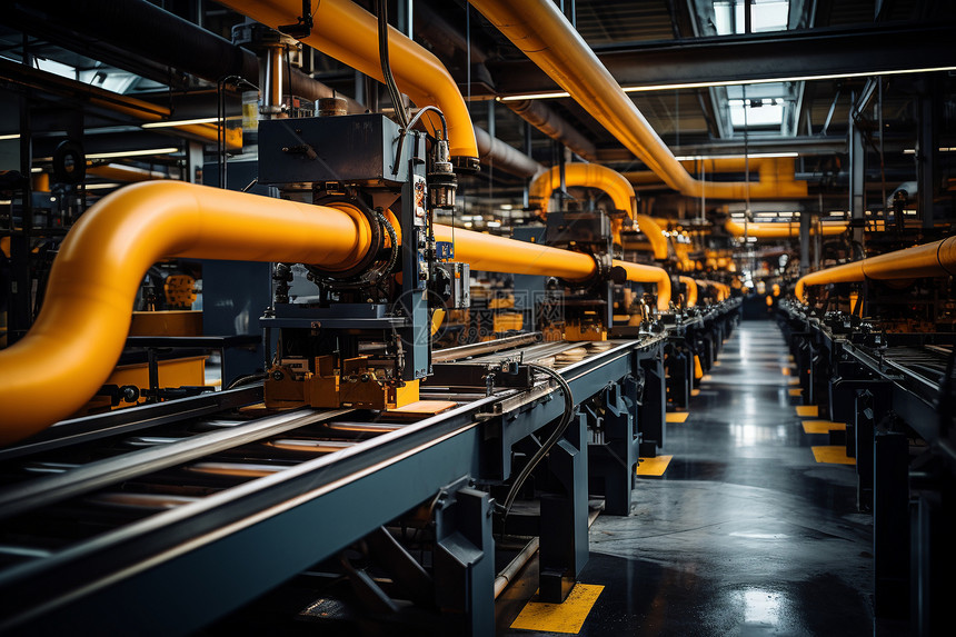 橡胶工厂的黄色机器图片